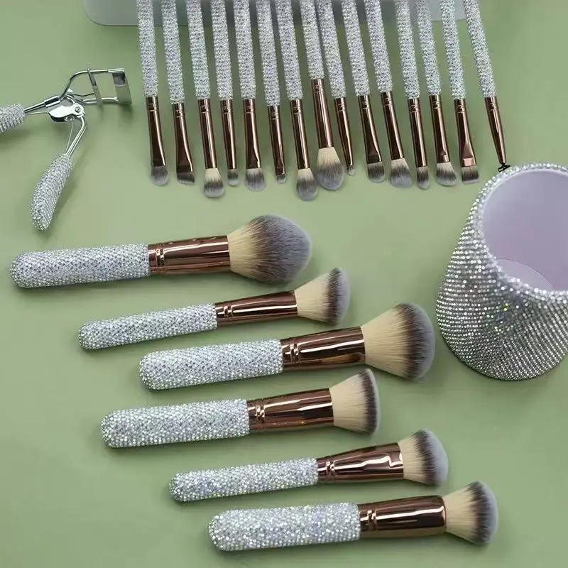 Diamond Bling Makeup Brushes Set 23-Piece Set of Diamond-Encrusted Pure Hand-Made