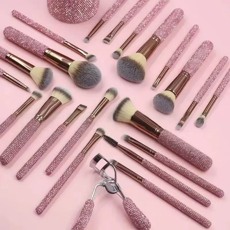 Diamond Bling Makeup Brushes Set 23-Piece Set of Diamond-Encrusted Pure Hand-Made