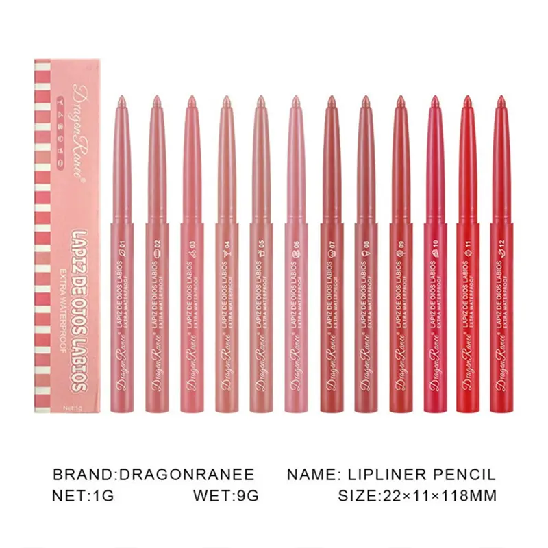 Lip Liner Waterproof Long-Lasting Hook Line Lip Pencil Matte Beginner Automatic Lip Liner Bean Paste Color Rotating Lipstick Pen