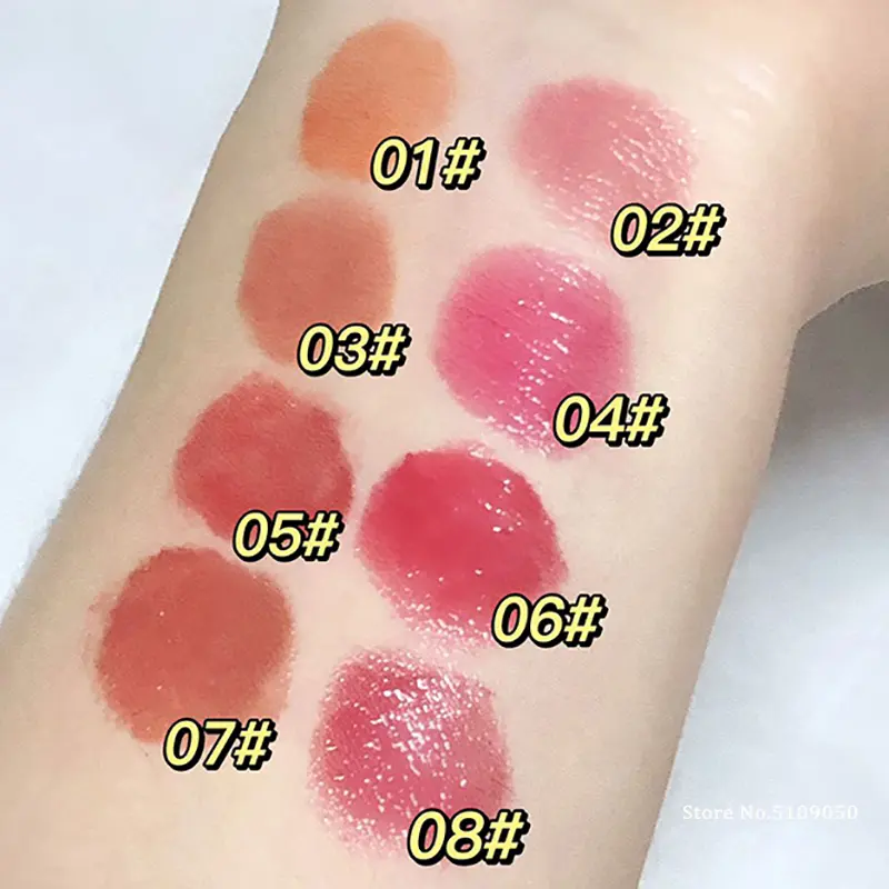 Jelly Lipstick Moisturizing Mirror Water Light Solid Lip Gloss 8 Colors Crystal Tea Red Brown Lip Glaze Tint Lip Balm Makeup