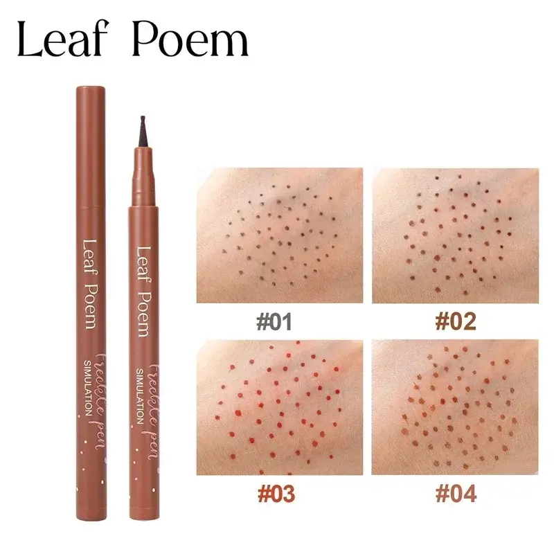 Red Round Head Face Fake Freckles Pen Easy To Use Natural Waterproof Lifelike Fake Freckles Pen Long Lasting Dot Spot Pen Makeup
