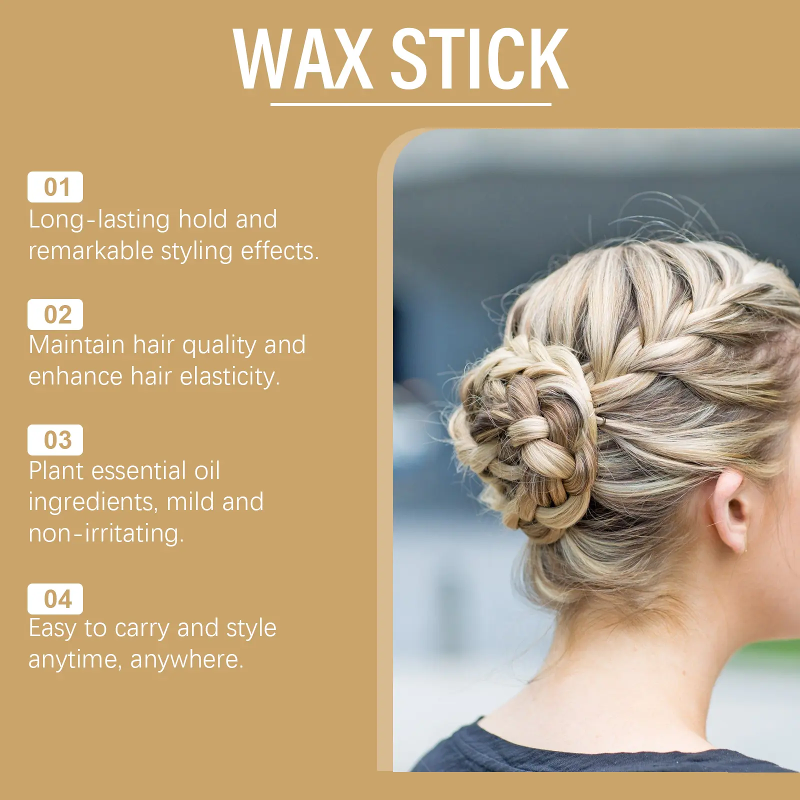 EELHOE Hair Wax Stick Long Lasting Hold Gel Cream Styling Hair Frizz Fixed Fluffy Broken Hair Fly aways Edge Frizz Hair Wax