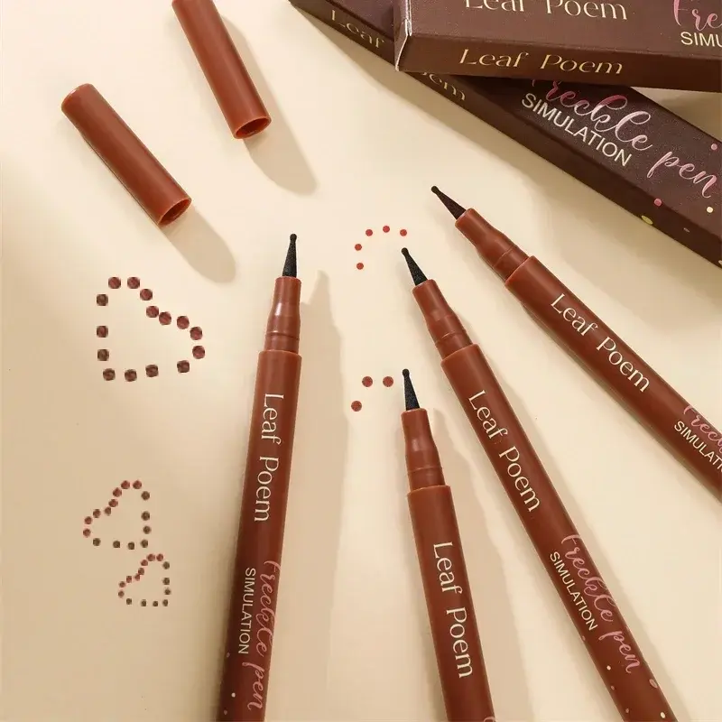 Red Round Head Face Fake Freckles Pen Easy To Use Natural Waterproof Lifelike Fake Freckles Pen Long Lasting Dot Spot Pen Makeup