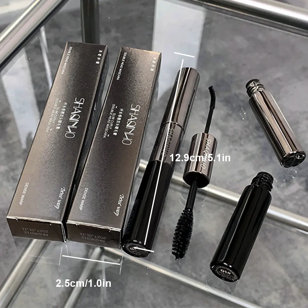 Slim Curly Double Head Lashes Mascara 2 IN 1 Eyelash Primer Base Cream Waterproof Black Brown Curling Eyelash Extensions Makeup