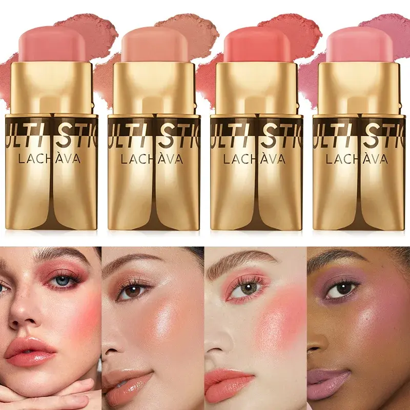 3-in-1 Multi-Use Makeup Blush Stick Waterproof  Blush Lip & Face & Eye Shadow Natural Brightening Beauty Stick