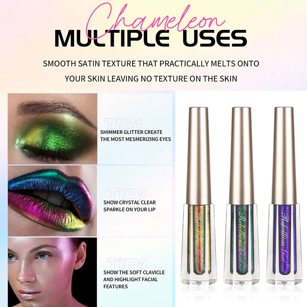 Chameleon EyeshadowsDiamond Glitter Liquid Eyeshadow StickHighly Pigmented Metallic Shimmering Long Lasting Shine All Makeup