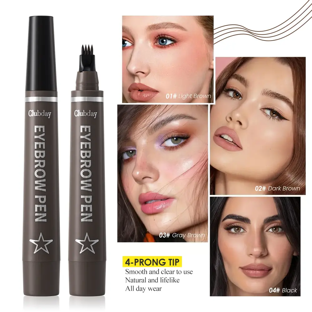 1+1 Waterproof Eyebrow Pen & Gel Set Long-Lasting Smudge-Proof 4-Tip Brow Pen with Shaping Gel All-Day Hold & Natural Definition