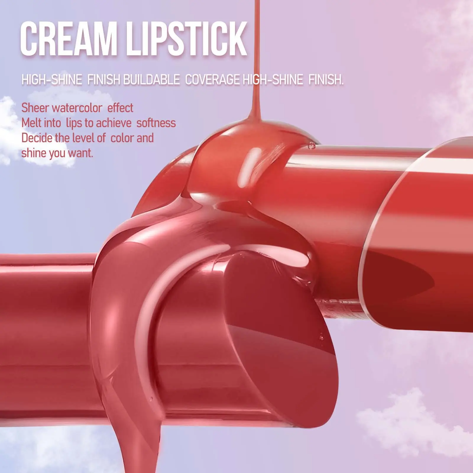 MLSMILE Press Lipstick 6 Color Mirror Water High-shine Gloss Lip Gloss Moisturizing Natural and Easy Color Solid Lip Balm