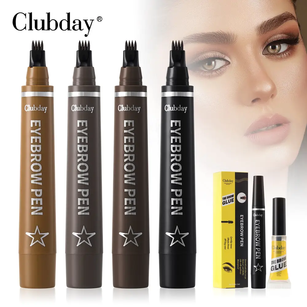 1+1 Waterproof Eyebrow Pen & Gel Set Long-Lasting Smudge-Proof 4-Tip Brow Pen with Shaping Gel All-Day Hold & Natural Definition