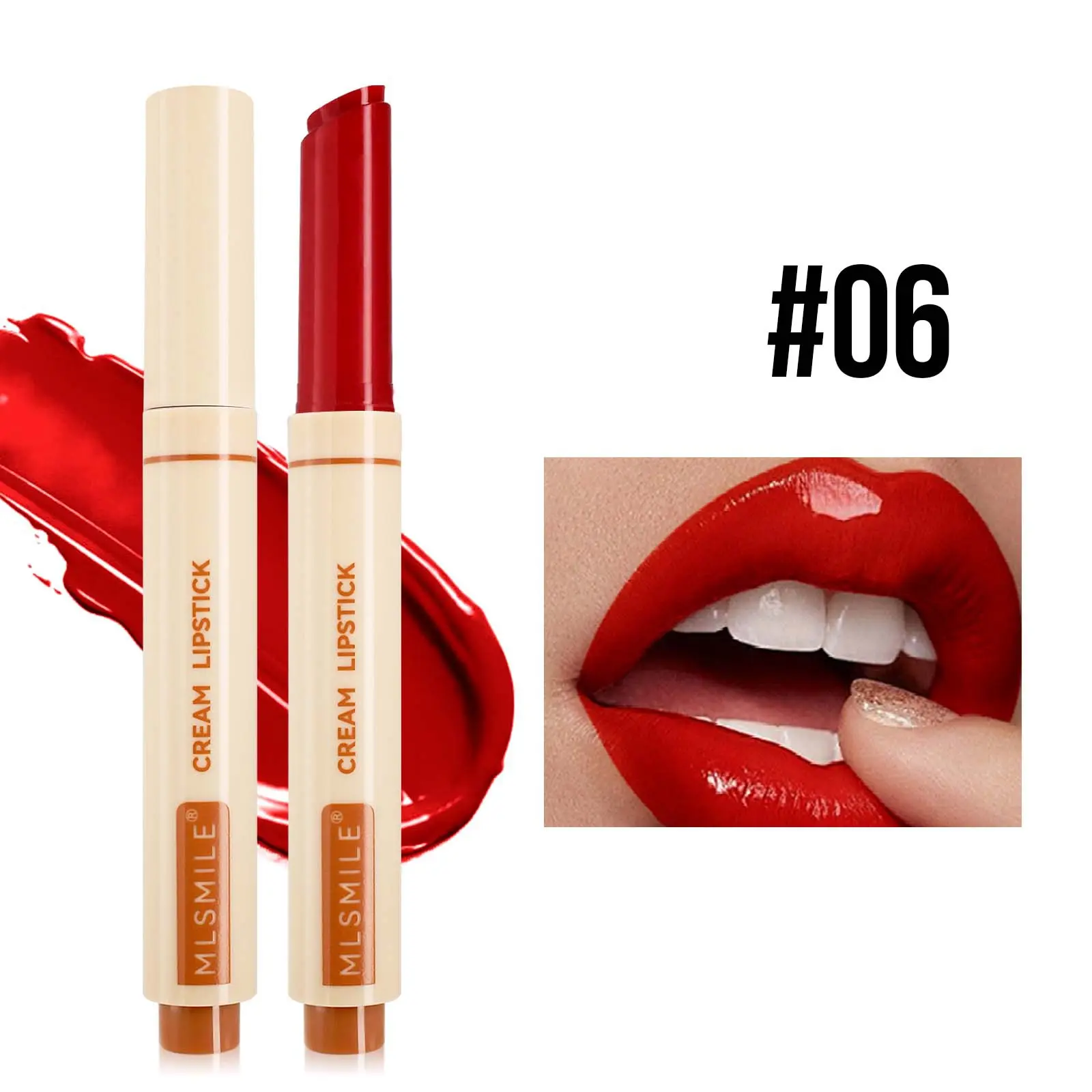 MLSMILE Press Lipstick 6 Color Mirror Water High-shine Gloss Lip Gloss Moisturizing Natural and Easy Color Solid Lip Balm