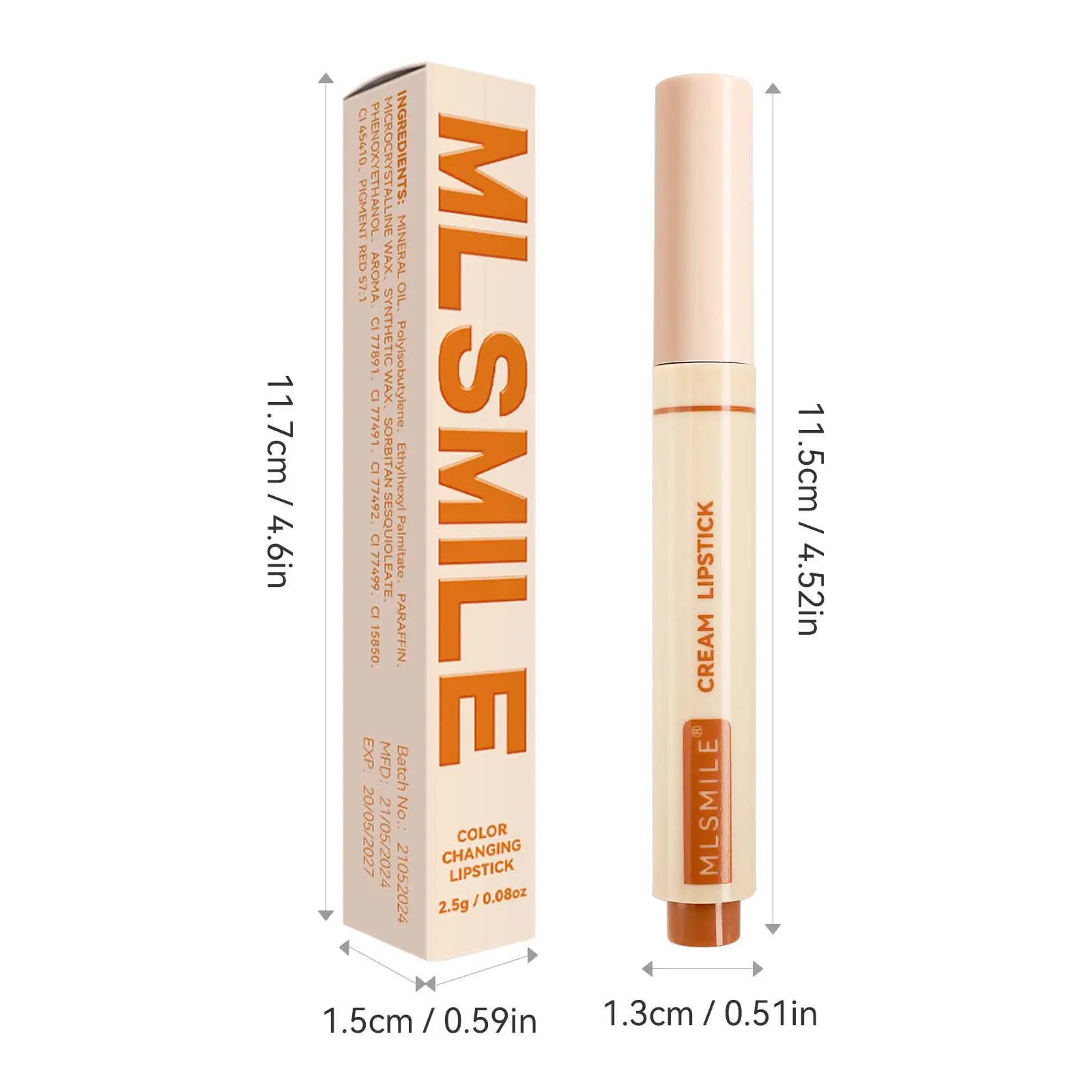 MLSMILE Press Lipstick 6 Color Mirror Water High-shine Gloss Lip Gloss Moisturizing Natural and Easy Color Solid Lip Balm