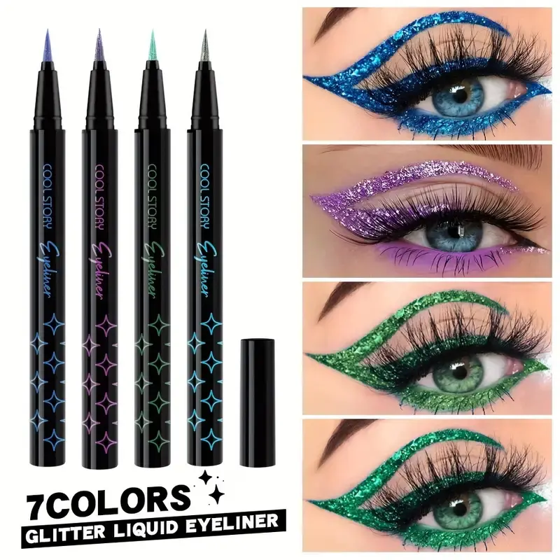 Glitter Pearlescent Eyeliner Pen,Metallic Silkworm Eyeshadow Pen,Eye Brightening,Quick-Drying,Long-lasting and Waterproof Makeup