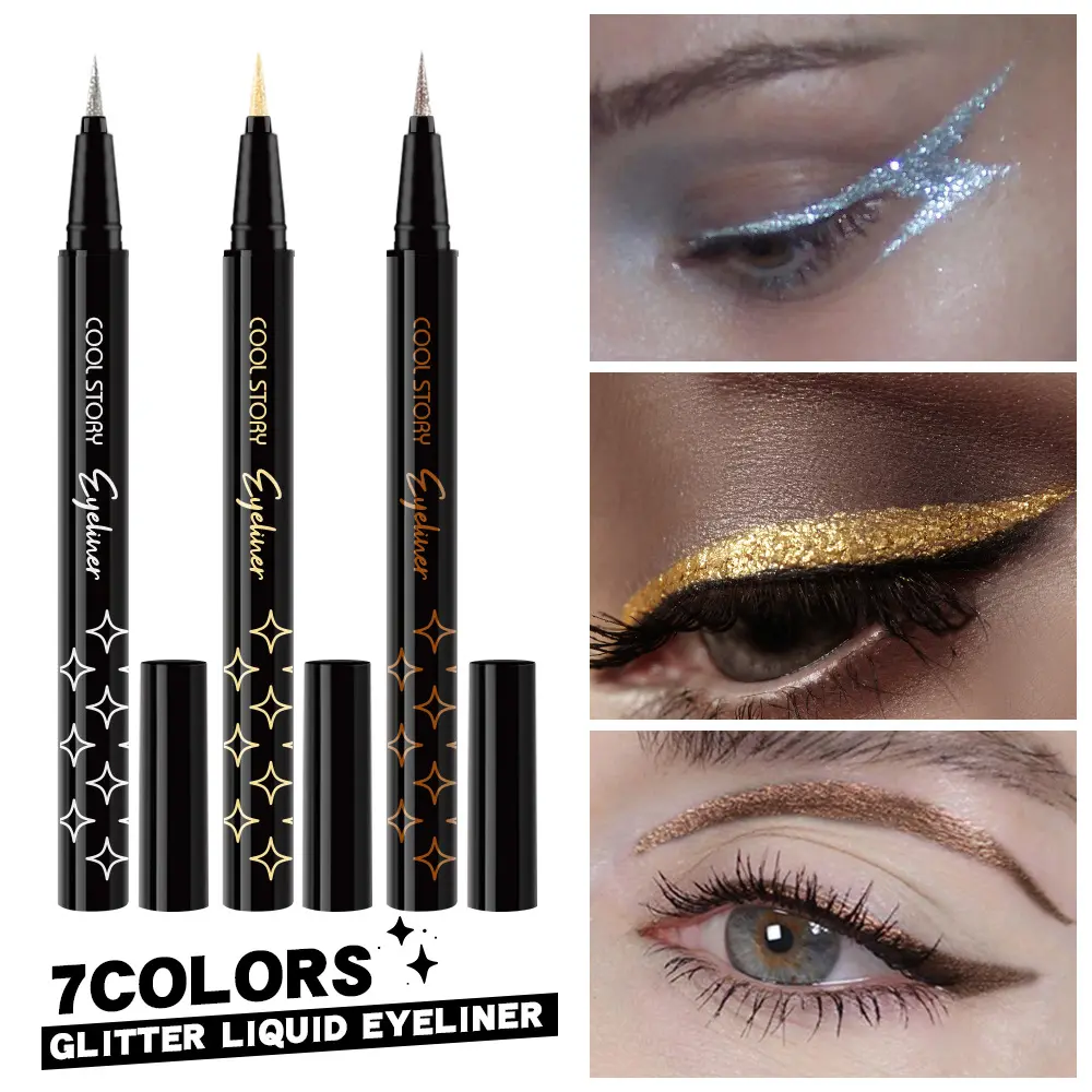 Glitter Pearlescent Eyeliner Pen,Metallic Silkworm Eyeshadow Pen,Eye Brightening,Quick-Drying,Long-lasting and Waterproof Makeup