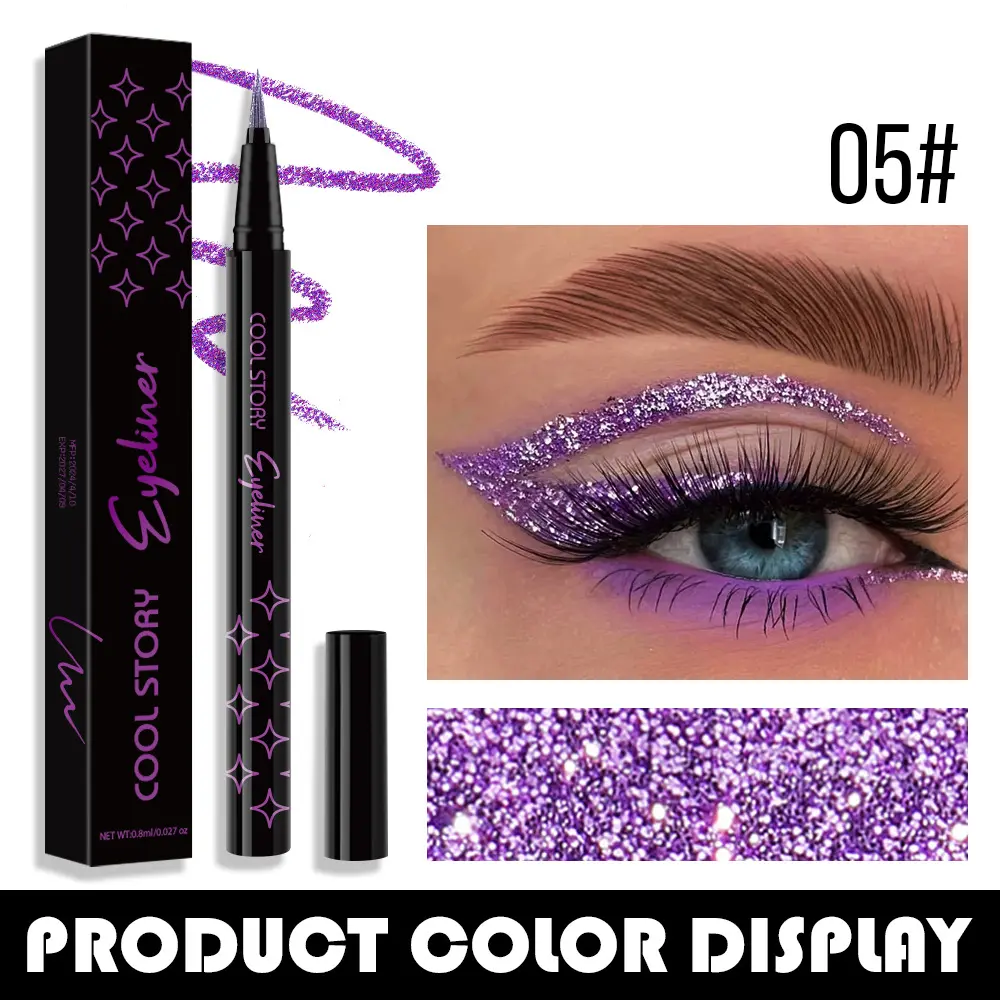 Glitter Pearlescent Eyeliner Pen,Metallic Silkworm Eyeshadow Pen,Eye Brightening,Quick-Drying,Long-lasting and Waterproof Makeup