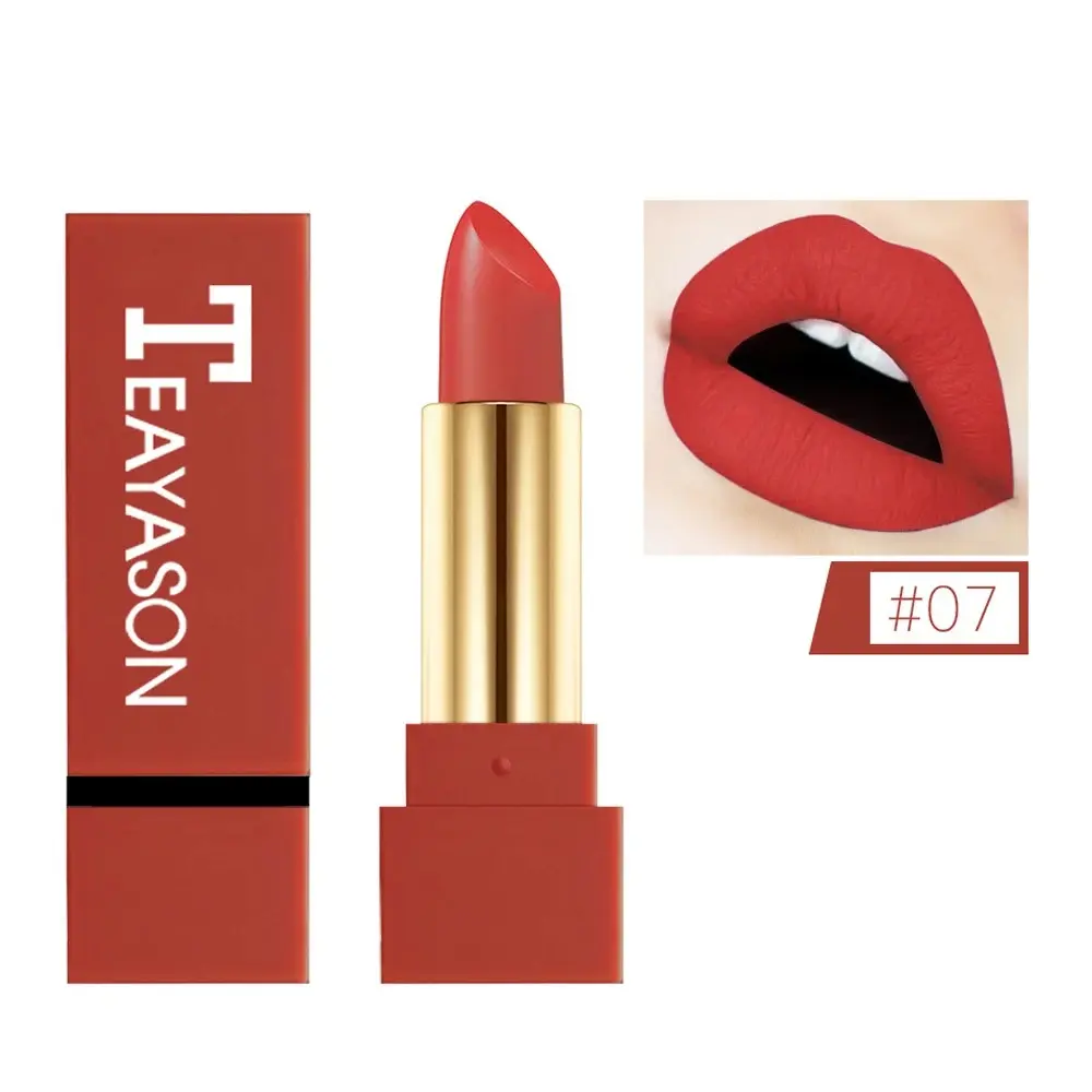 Dark Red Matte Lipstick Velvet Cream Texture Highly Pigmented Waterproof & Sweatproof Lasting Non-Smudging Makeup Cosmetics