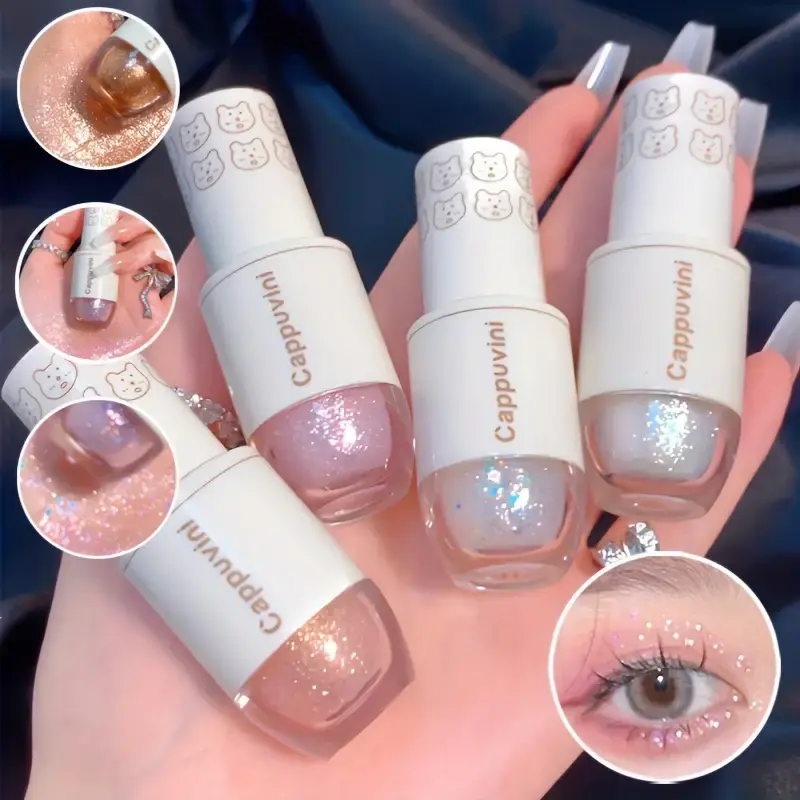 6 Colors Liquid Eyeshadow High Shine Glitter Eyeshadow Waterproof Long Lasting Super Sparkly Crystal Fine Glitter Eye Makeup