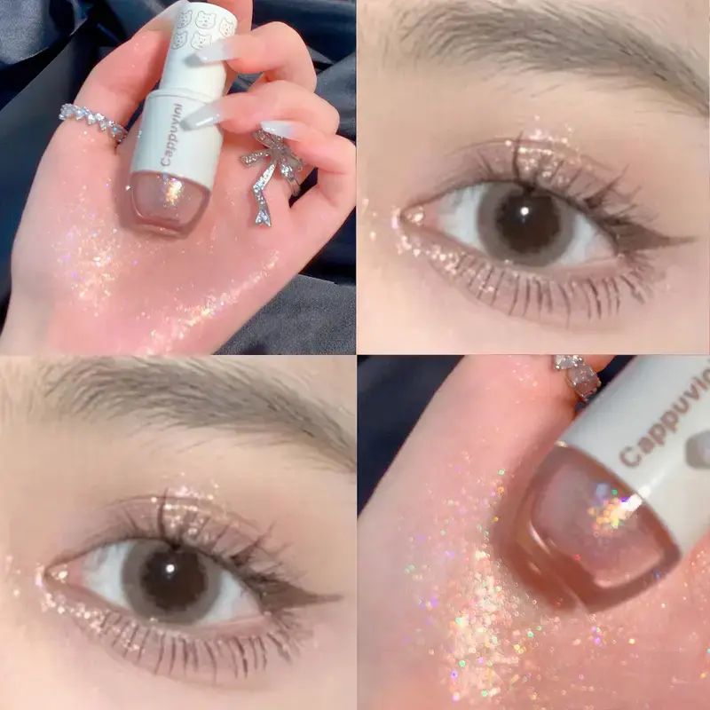 6 Colors Liquid Eyeshadow High Shine Glitter Eyeshadow Waterproof Long Lasting Super Sparkly Crystal Fine Glitter Eye Makeup