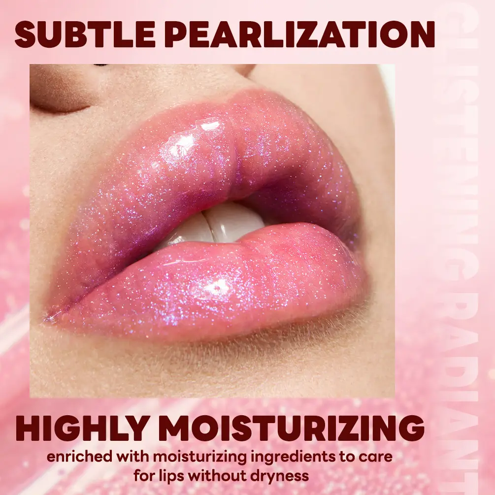 QIBEST Sparkling Diamond Lip Gloss Mirror Moisturizing Non-Sticky Cup Long Lasting Shimmer Lip Glaze Glitter Liquid Lipstick
