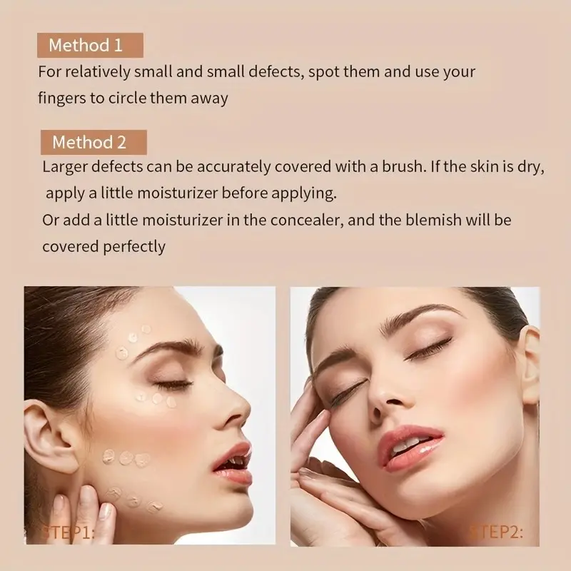 High Coverage Concealer Cream,Concealer For Dark Circles Acne Marks Spot Freckles Blemishes,Long Wear Waterproof Liquid Cream