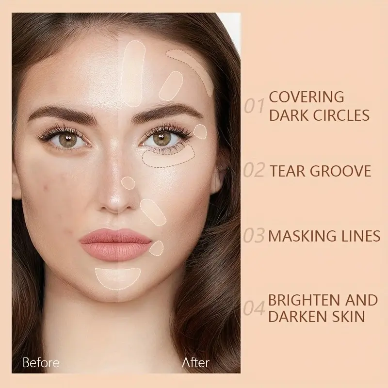 High Coverage Concealer Cream,Concealer For Dark Circles Acne Marks Spot Freckles Blemishes,Long Wear Waterproof Liquid Cream