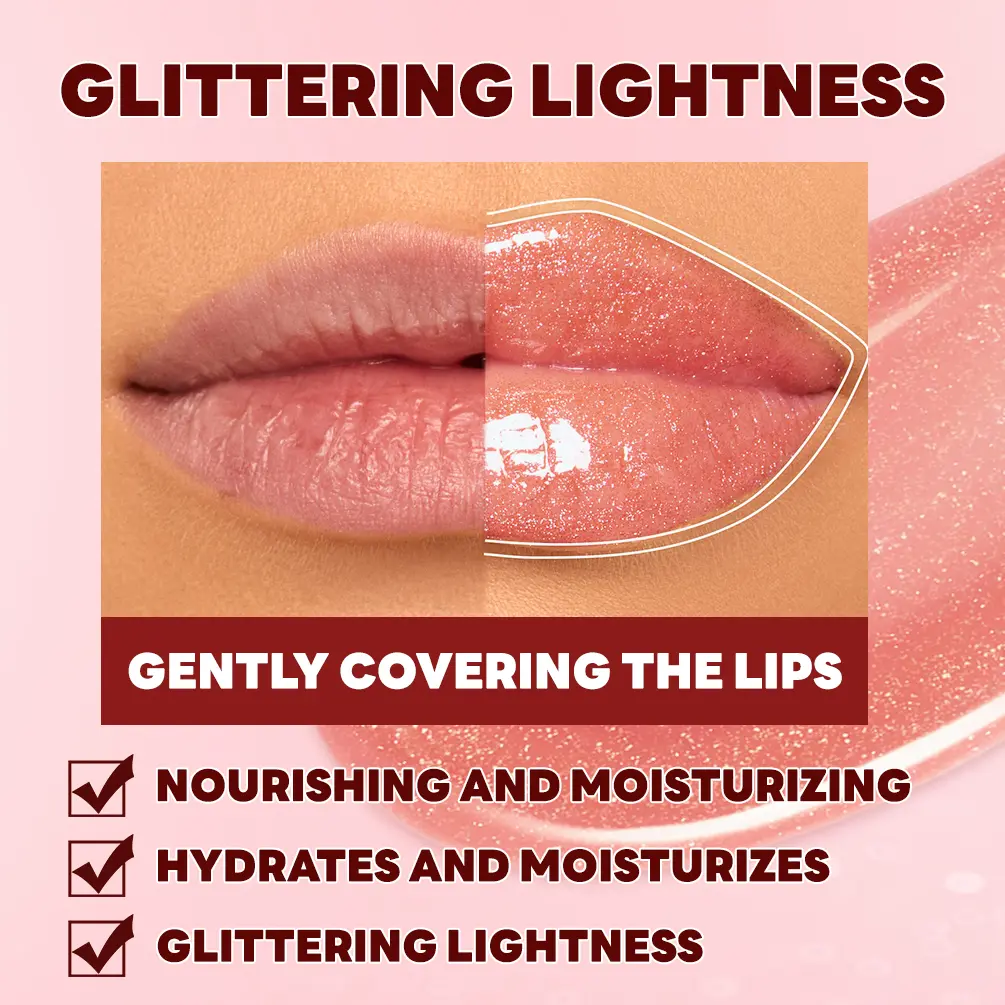 QIBEST Sparkling Diamond Lip Gloss Mirror Moisturizing Non-Sticky Cup Long Lasting Shimmer Lip Glaze Glitter Liquid Lipstick