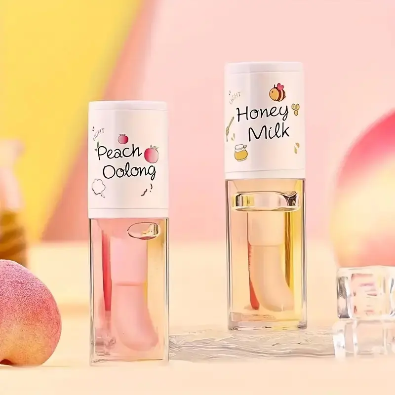 Hydrating Peach Oolong Lip Balm,Long-Lasting Moisturizing Lip Oil, Silky And Rich Prevents Lips from Drying Cracking Softens Lip