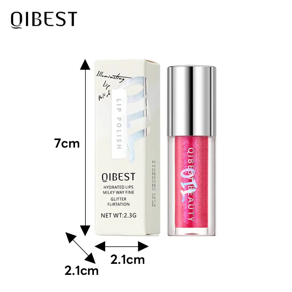 QIBEST Sparkling Diamond Lip Gloss Mirror Moisturizing Non-Sticky Cup Long Lasting Shimmer Lip Glaze Glitter Liquid Lipstick