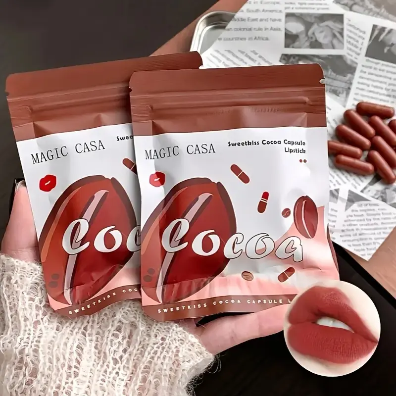 10Pcs Chocolate Mini Lipstick Set,Long-Lasting Matte Velvet Lipstick,Creamy Texture,Non-sticky Cup Design for all Skin Types