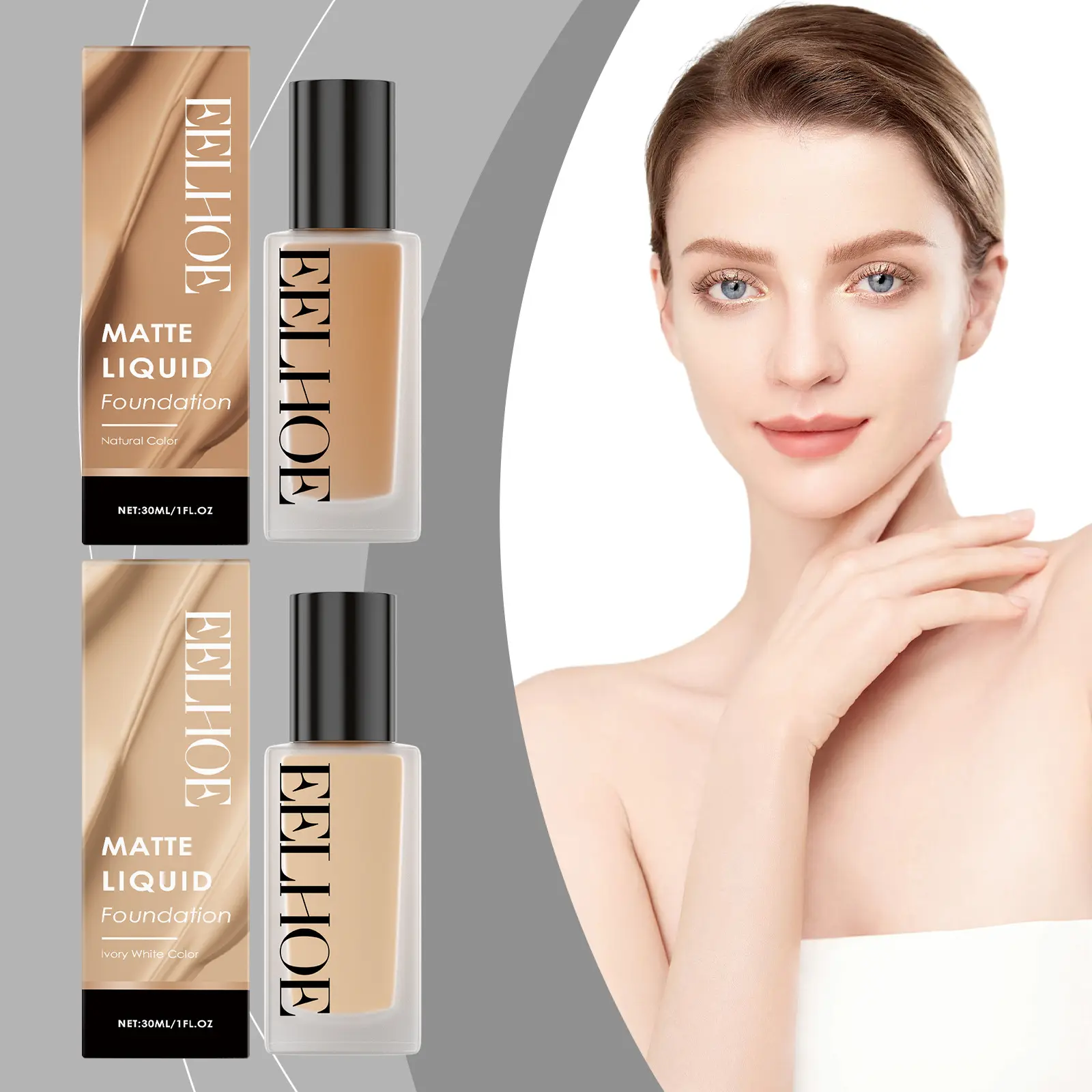 ​EELHOE Brightening Face Foundation Sweatproof Waterproof Oil Control Lightweight Blemish Cover High Coverage Makeup Foundation