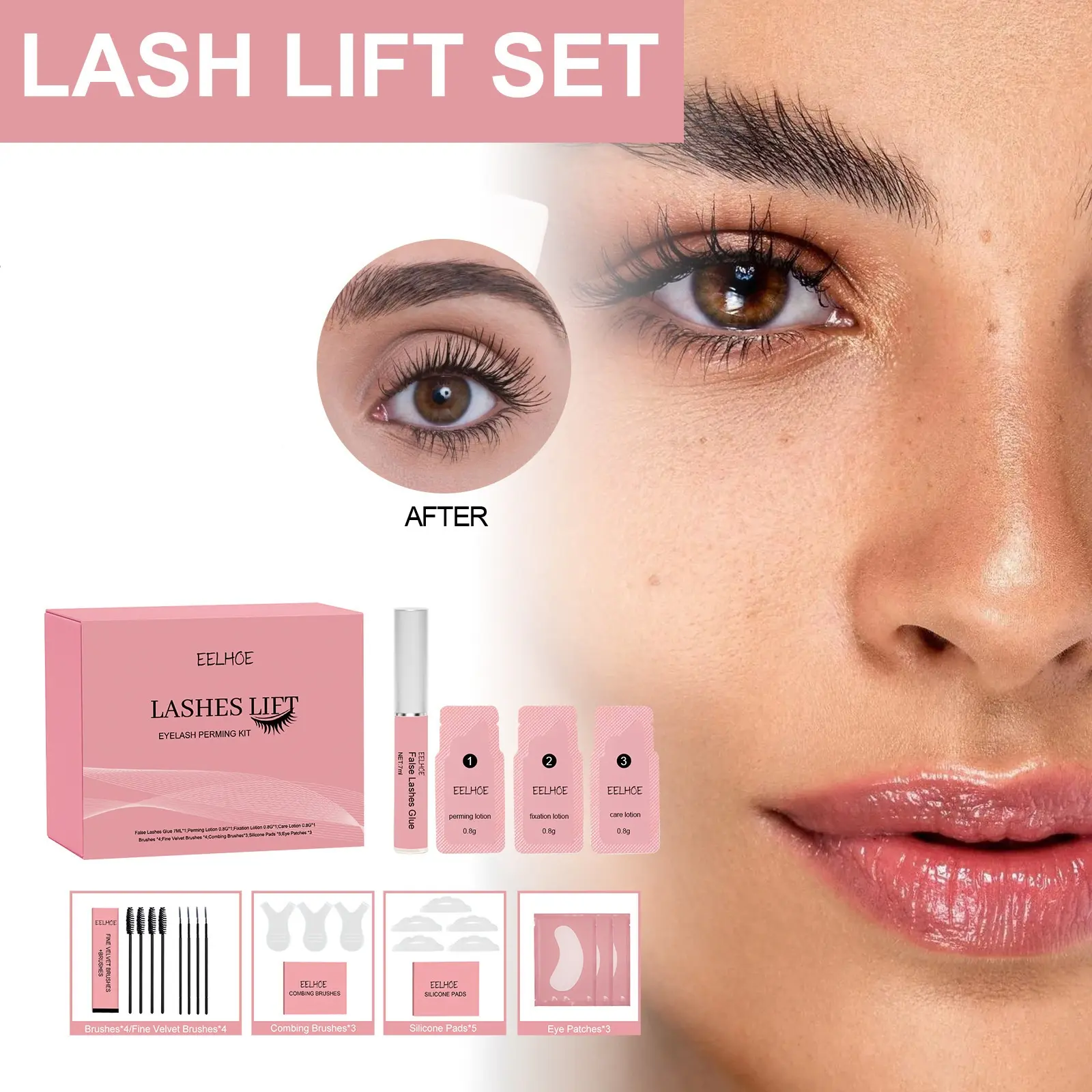 Eelhoe Curling Eyelash Care Set Lasting Thicker Strong Holding Waterproof Shaping Tools Women Eyelash Nourishing Serum Gift Box