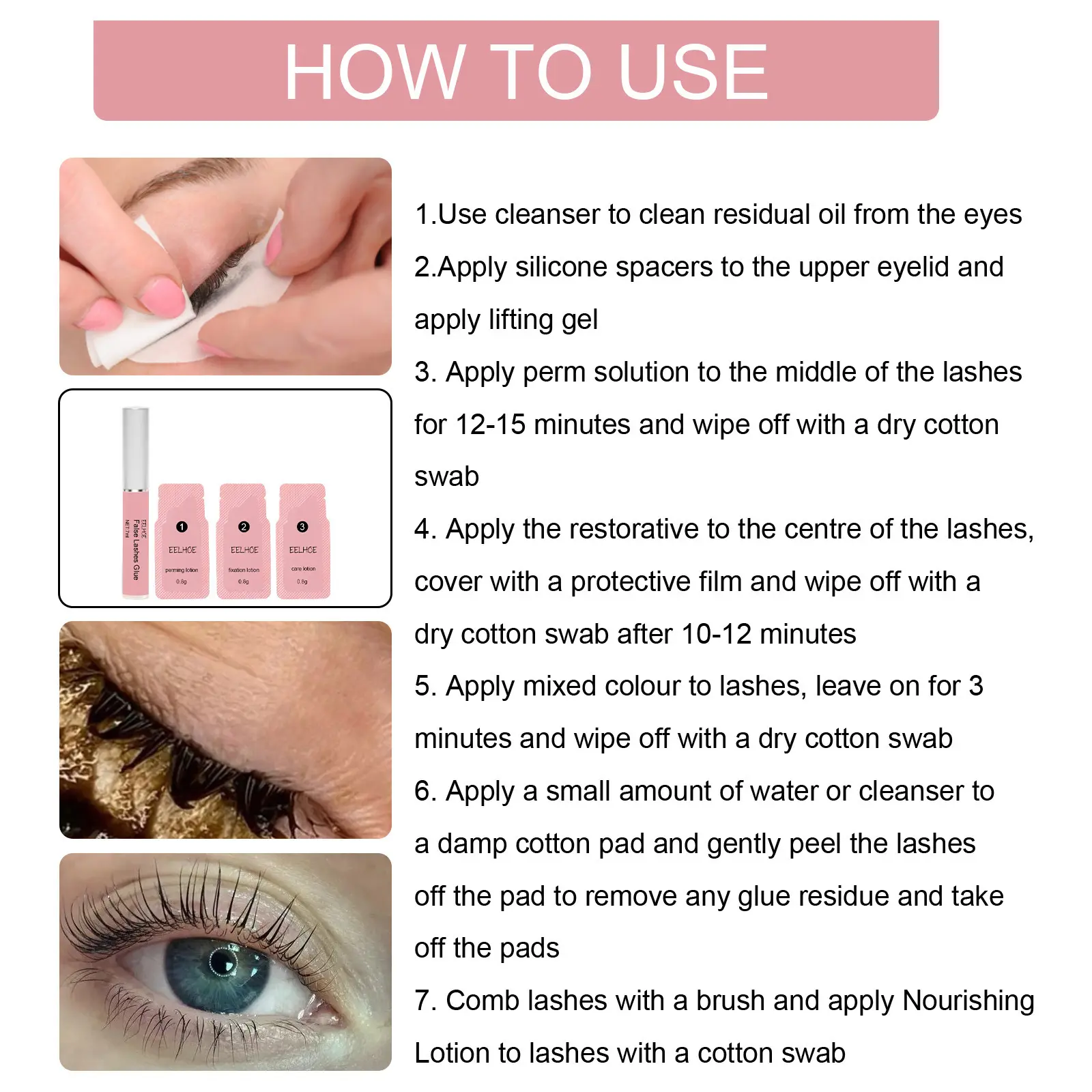 Eelhoe Curling Eyelash Care Set Lasting Thicker Strong Holding Waterproof Shaping Tools Women Eyelash Nourishing Serum Gift Box