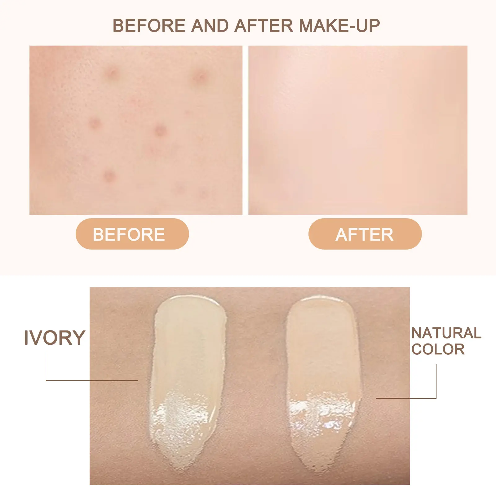 Cushion BB Cream - Natural Cover Face Foundation with Mushroom Sponge, Lightweight & Hydrating, Evens Skin Tone