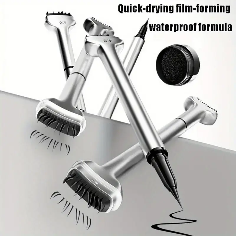 Lower Lash Stamp,2-in-1 Waterproof Sweatproof Eyeliner with Individual Liquid Eyeliner Reusable Eyelash Stamp Set Makeup