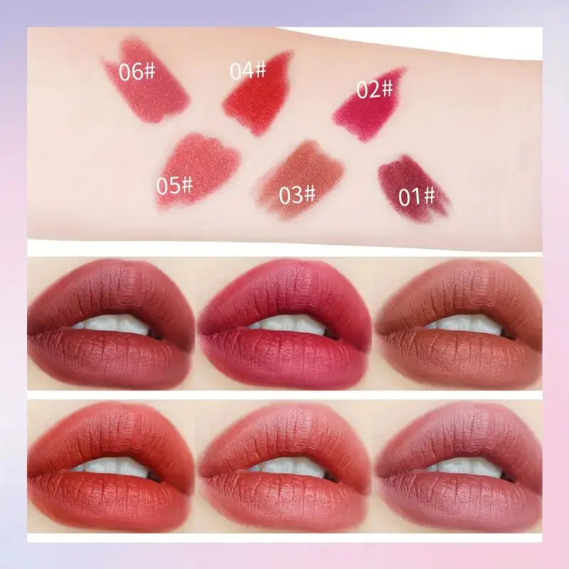 6pcs/set Long Lasting Star Mini Lipstick, Candy Color Matte Velvet Mist Portable Waterproof Lipstick Set