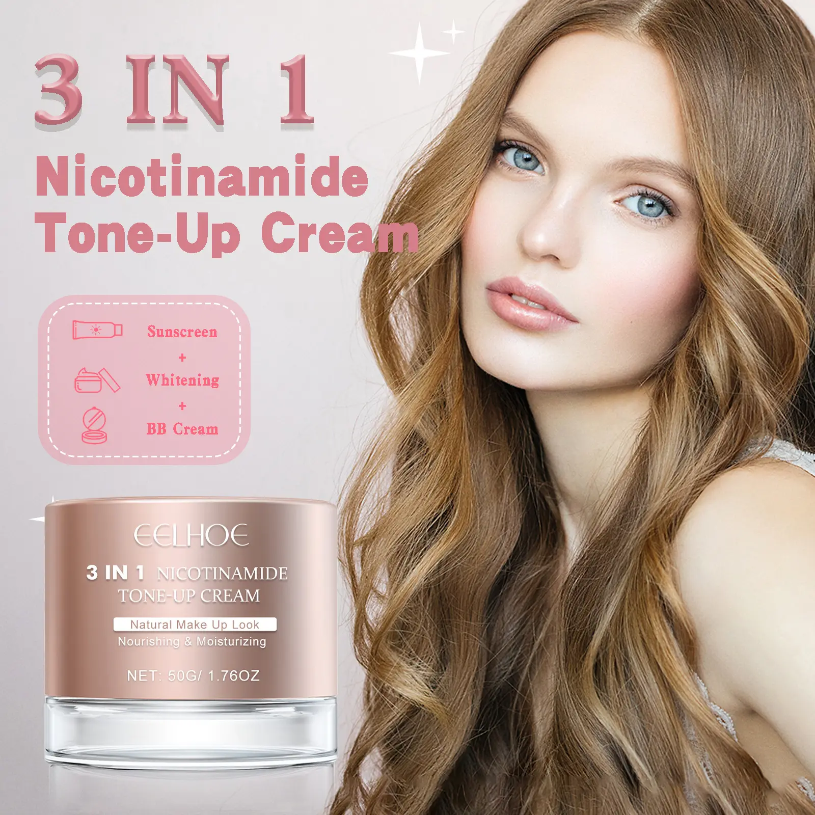 EELHOE 3 in 1 High Coverage Makeup Base Primer Waterproof Oil Control Moisturizing Brightening Concealer Smooth Tone up Cream