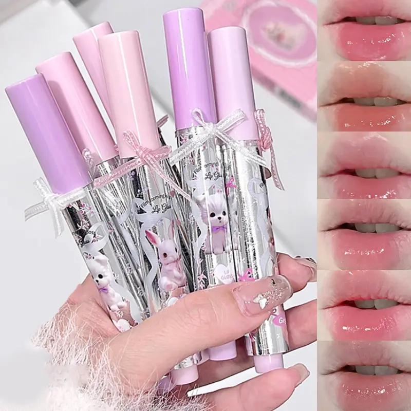 Gege Bear Long-Lasting Water-Gloss Lip Tint Set - No Transfer, Hydrating Formula for Natural Look and All-Day Wear