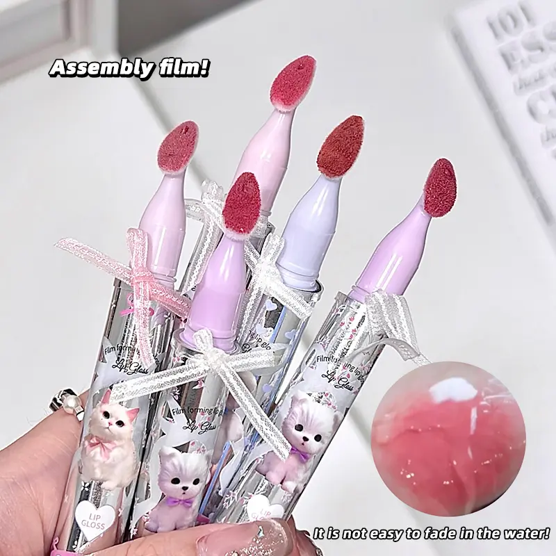 Gege Bear Long-Lasting Water-Gloss Lip Tint Set - No Transfer, Hydrating Formula for Natural Look and All-Day Wear