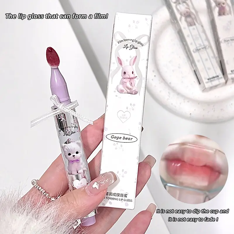 Gege Bear Long-Lasting Water-Gloss Lip Tint Set - No Transfer, Hydrating Formula for Natural Look and All-Day Wear