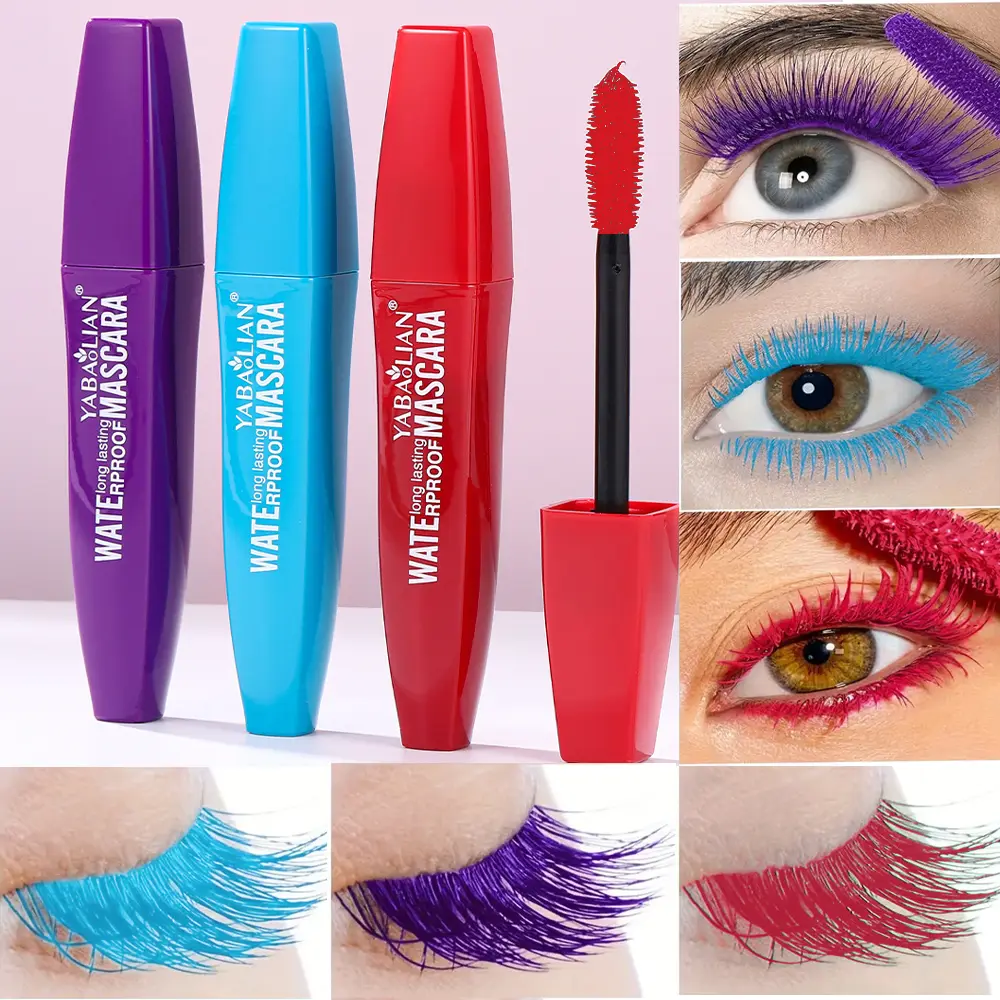 1/3Pcs Neutral Mascara, Color Mascara Waterproof, Thick and Curly, Not Easy to Smudge Eyeliner, Long-Lasting Makeup, Red, Blue, Purple