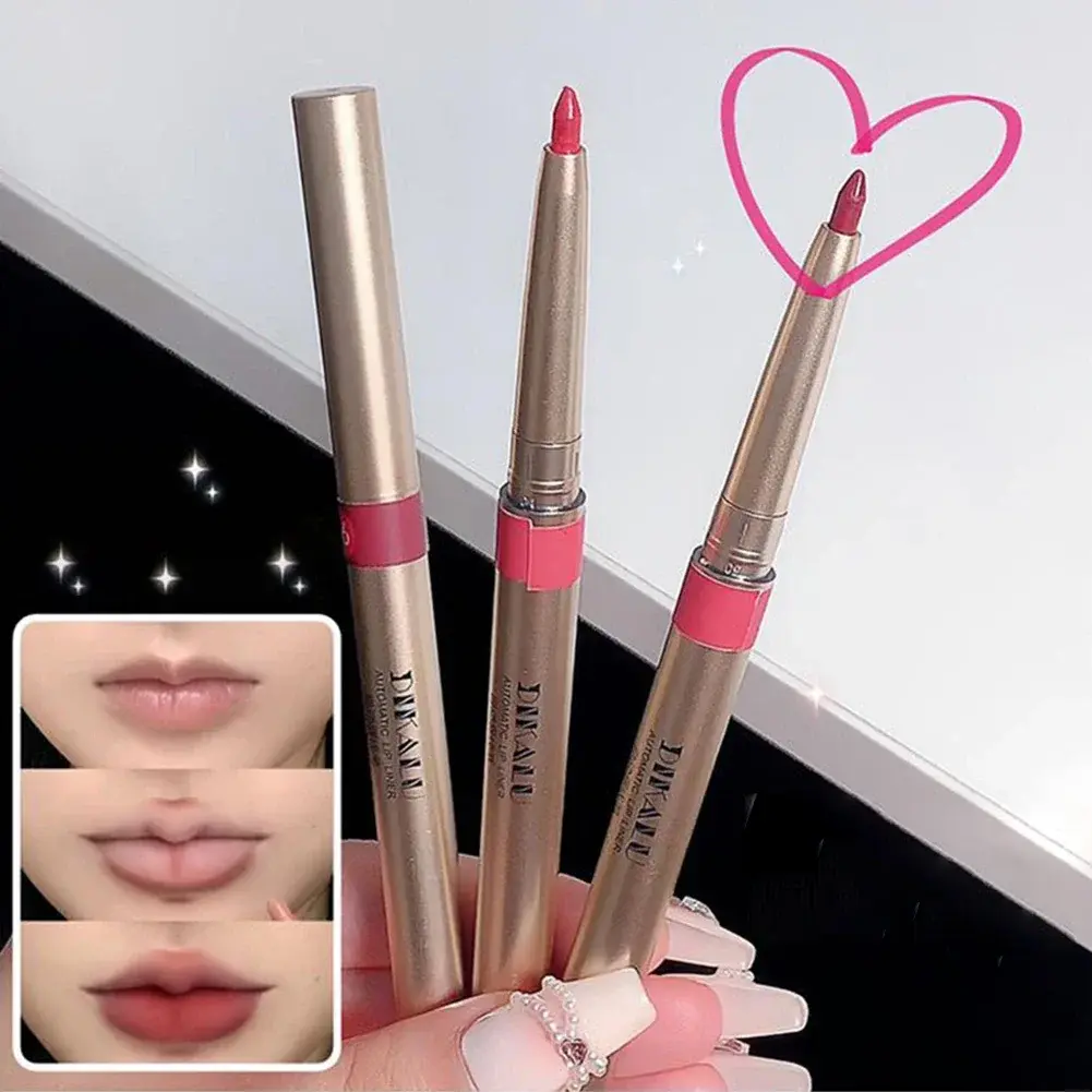 Auto Rotate Lipliner Waterproof Lip Liner Pen Non-stick Cup Matte Lipstick Pen Lip Pencil Velvet Nude Long Lasting Lip Cosmetic