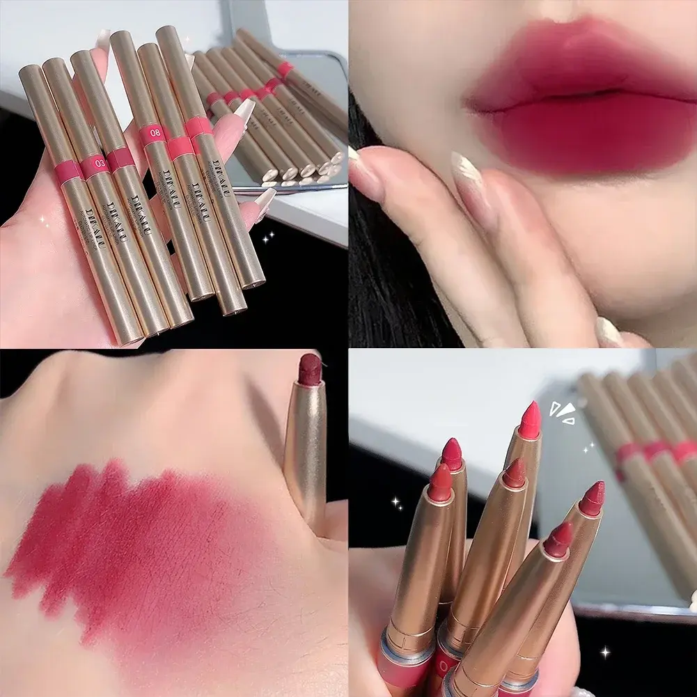 Auto Rotate Lipliner Waterproof Lip Liner Pen Non-stick Cup Matte Lipstick Pen Lip Pencil Velvet Nude Long Lasting Lip Cosmetic