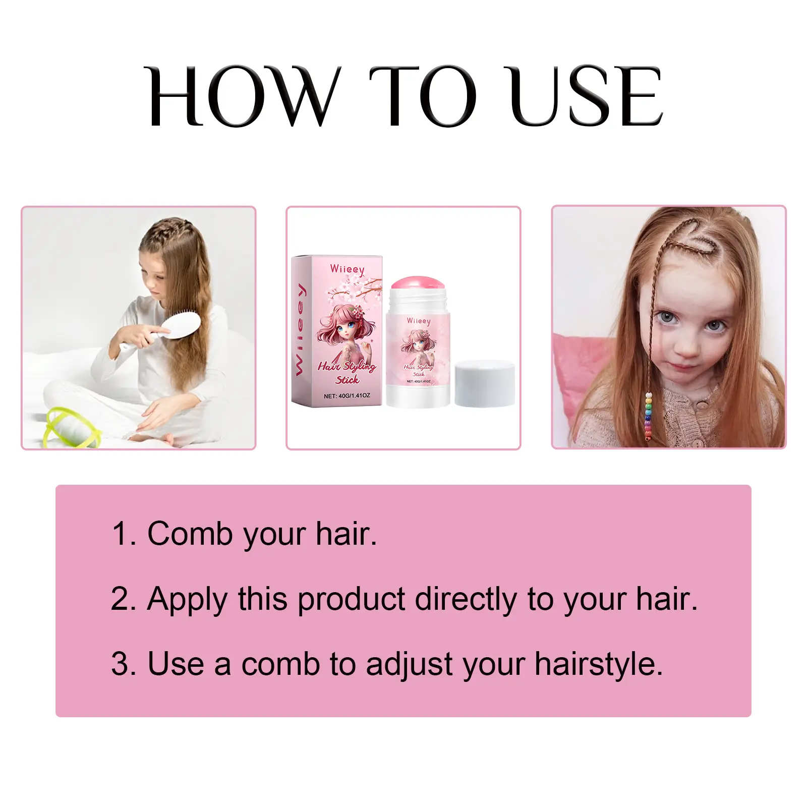 Cherry Blossom Hair Wax Stick For Kids Professional Hair Wax Stick Gel Cream Broken Hair Long Lasting Non-Greasy StylingArtifact