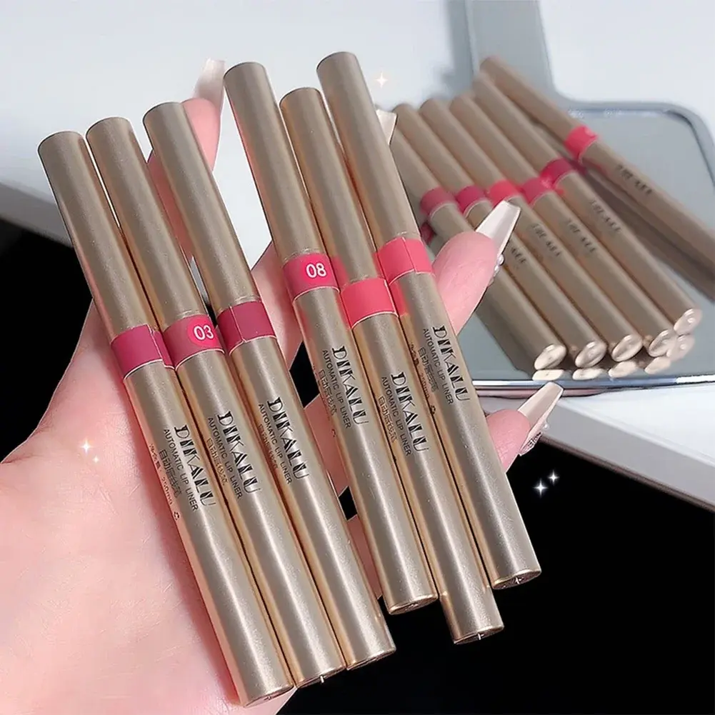 Auto Rotate Lipliner Waterproof Lip Liner Pen Non-stick Cup Matte Lipstick Pen Lip Pencil Velvet Nude Long Lasting Lip Cosmetic