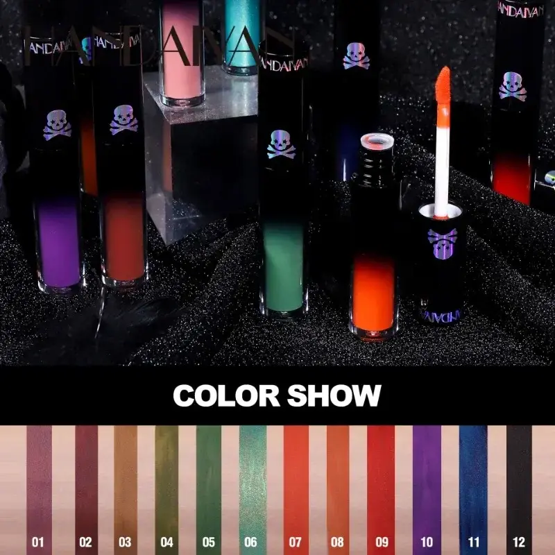 Halloween Goth Lipstick Set Long Lasting Smudgeproof Dark Matte Lip Gloss Velvet Lipsticks Black Liquid Lipstick for Halloween