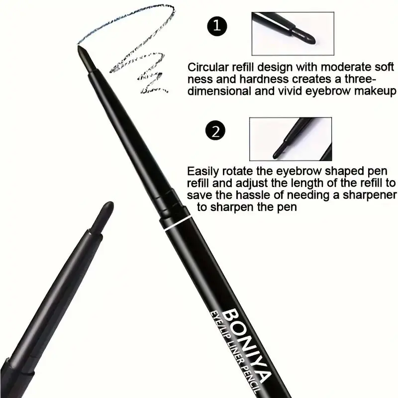 3pcs/Silky Black Brown Eyeliner Smooth Waterproof and Sweatproof Long-lasting
