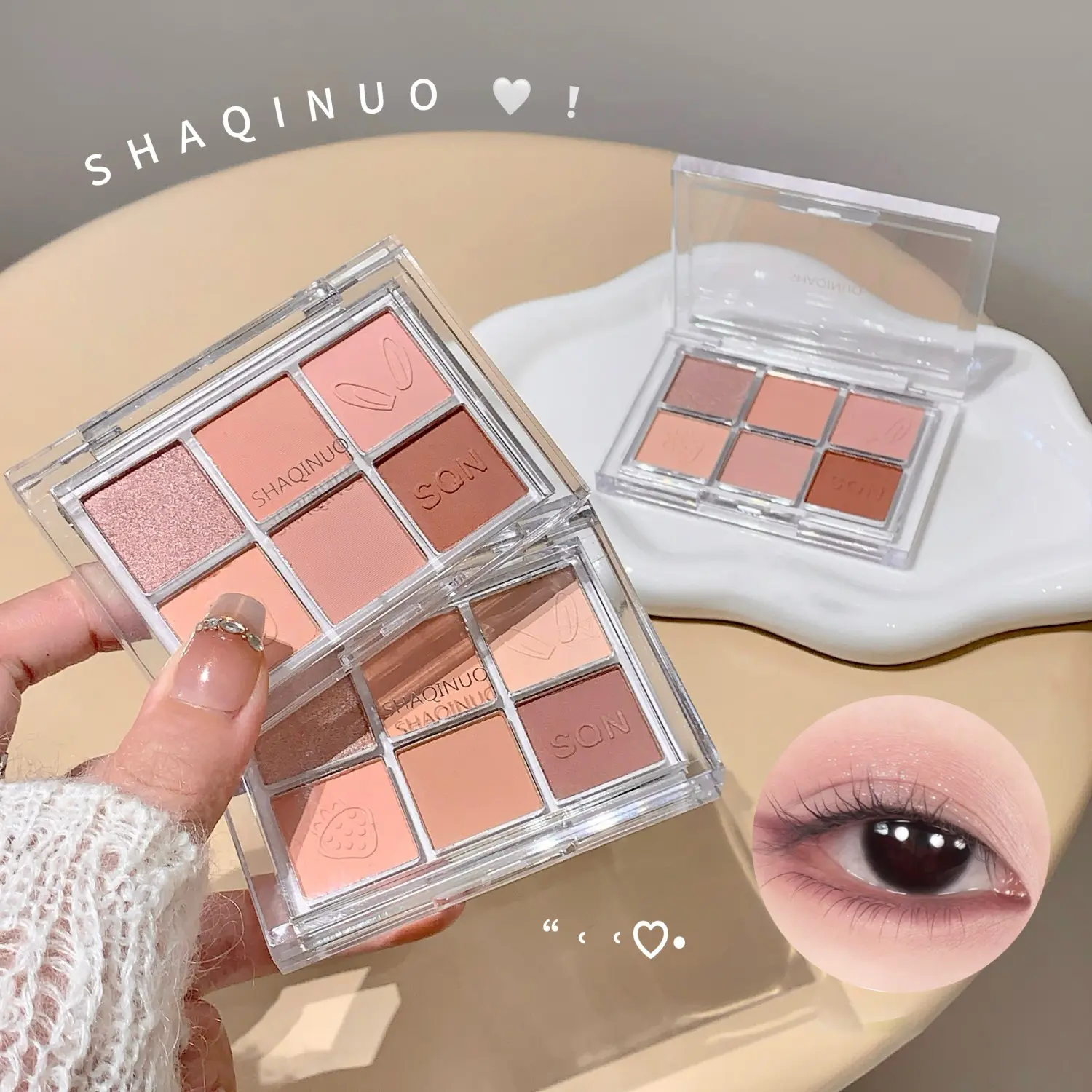 6-Color Eyeshadow Palette Matte Pearl Glitter Shimmer Pumpkin Eye Shadow Makeup Palette Brightening Silkworm Facial Pink Blusher