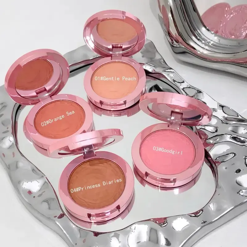 Three-Dimensional 3D Relief Fog Color Powder Blusher Cream,Naturally Tender And Delicate Makeup Holding Puff Color Rouge Powder