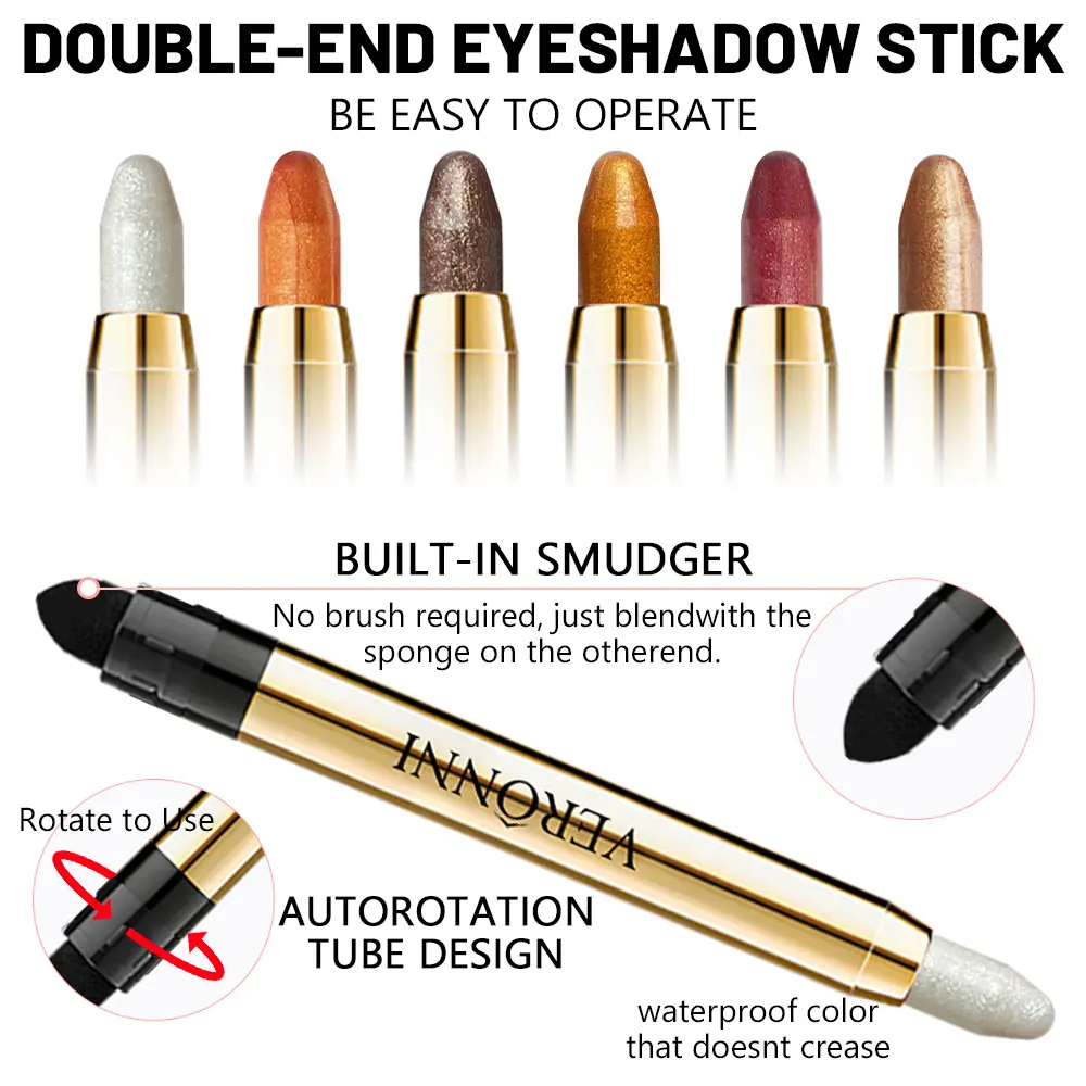 Highlighter  Gloss Eyeshadow Pencil Double End Beads Bright Flash Eyeshadow Stick Anti Sweat Long High Color Eyeshadow Makeup