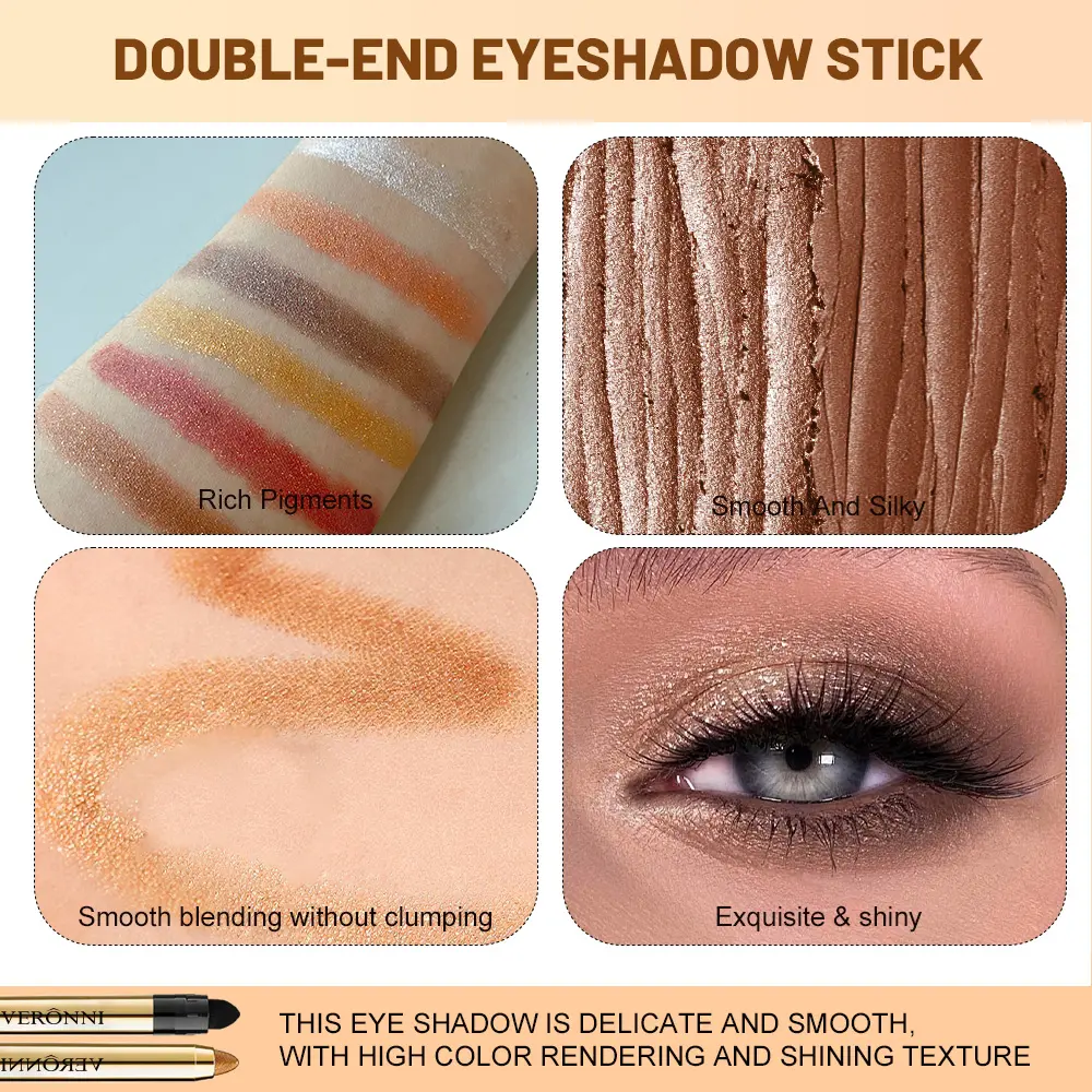 Highlighter  Gloss Eyeshadow Pencil Double End Beads Bright Flash Eyeshadow Stick Anti Sweat Long High Color Eyeshadow Makeup