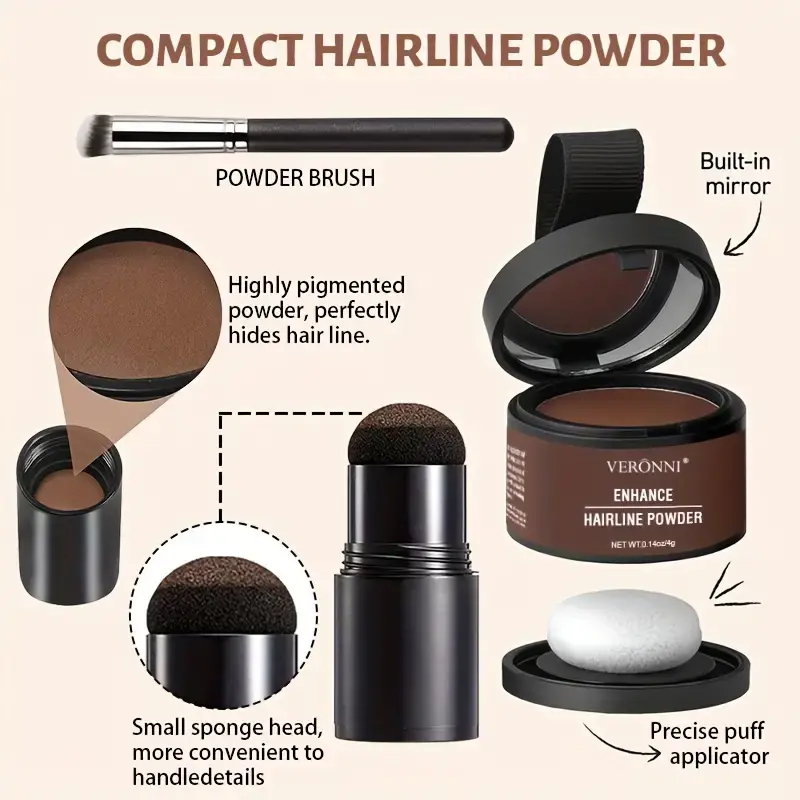 Hairline & Roots Concealer Powder Black Root Natural Instant Waterproof Hairline Shadow Concealer Coverage Repair Fill In Hair